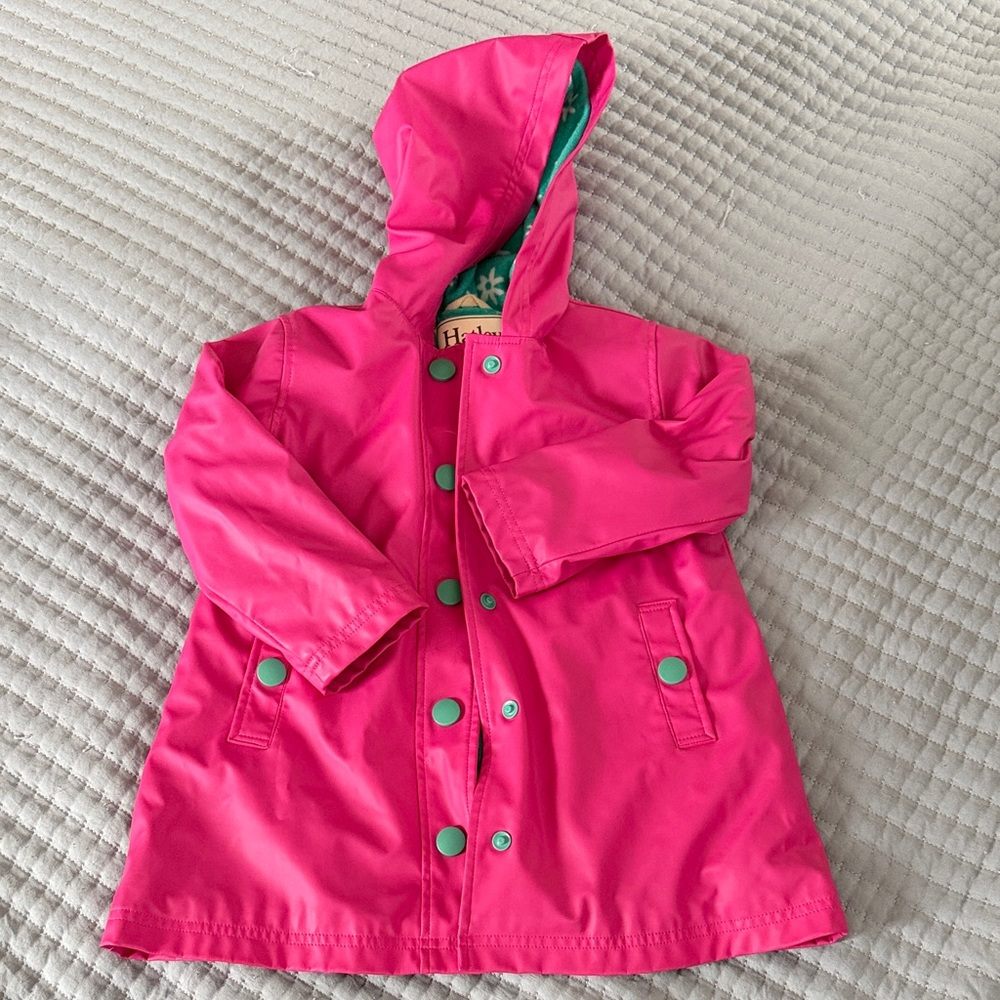 Hatley Fuchsia Raincoat with Green Accents